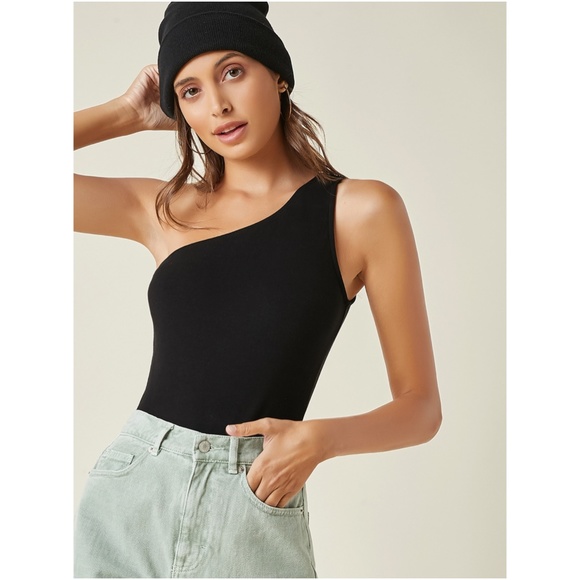 One Shoulder Black Bodysuit - Picture 4 of 8